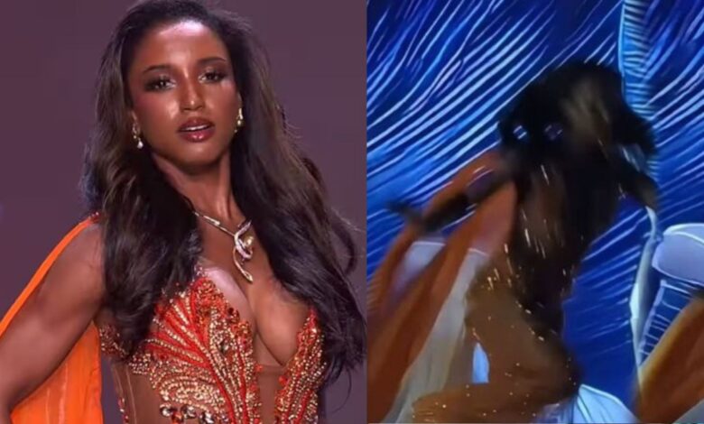 रैंप पर अचानक गिरी मिस यूनिवर्स जमैका 2025, लाइव शो में मचा हड़कंप स्ट्रेचर पर पहुंचीं अस्पताल