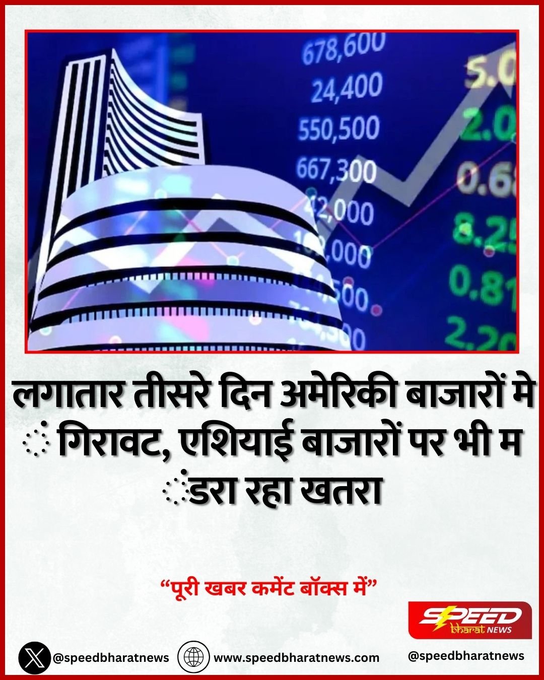 लगातार तीसरे दिन अमेरिकी बाजारों में गिरावट, एशियाई बाजारों पर भी मंडरा रहा खतरा