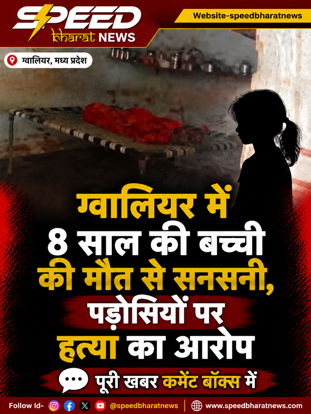 ग्वालियर में 8 साल की बच्ची की मौत से सनसनी, पड़ोसियों पर हत्या का आरोप