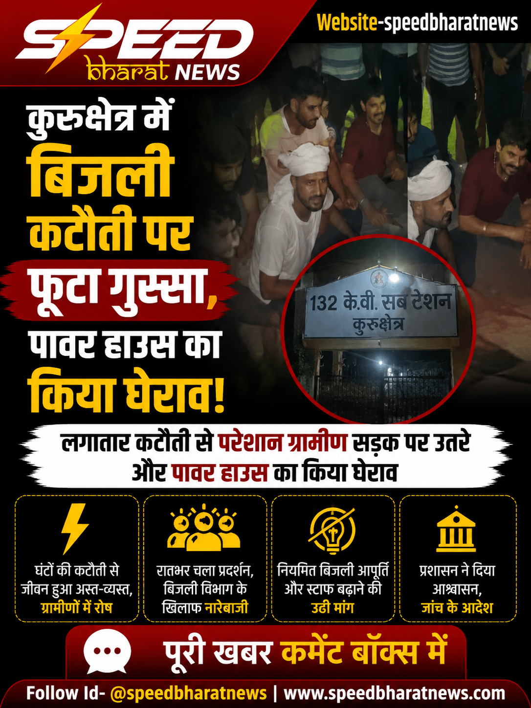 कुरुक्षेत्र में बिजली कटौती पर फूटा ग्रामीणों का गुस्सा, पावर हाउस का किया घेराव