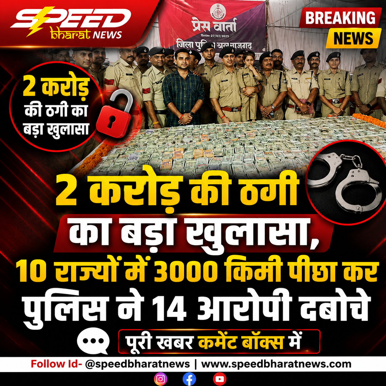 2 करोड़ की ठगी का बड़ा खुलासा, 10 राज्यों में 3000 किमी पीछा कर पुलिस ने 14 आरोपी दबोचे