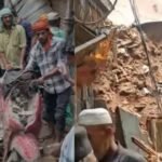 चांदनी महल के पहाड़ी भोजला में बारिश के दौरान जर्जर इमारत का हिस्सा गिरा, बाल-बाल बचे लोग