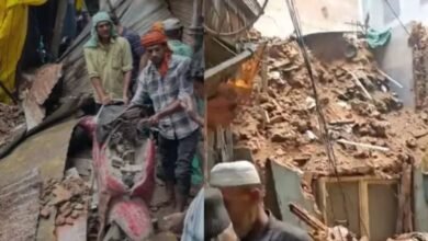 चांदनी महल के पहाड़ी भोजला में बारिश के दौरान जर्जर इमारत का हिस्सा गिरा, बाल-बाल बचे लोग
