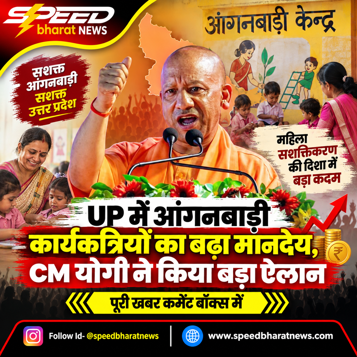 UP में आंगनबाड़ी कार्यकत्रियों का बढ़ा मानदेय, CM योगी ने किया बड़ा ऐलान