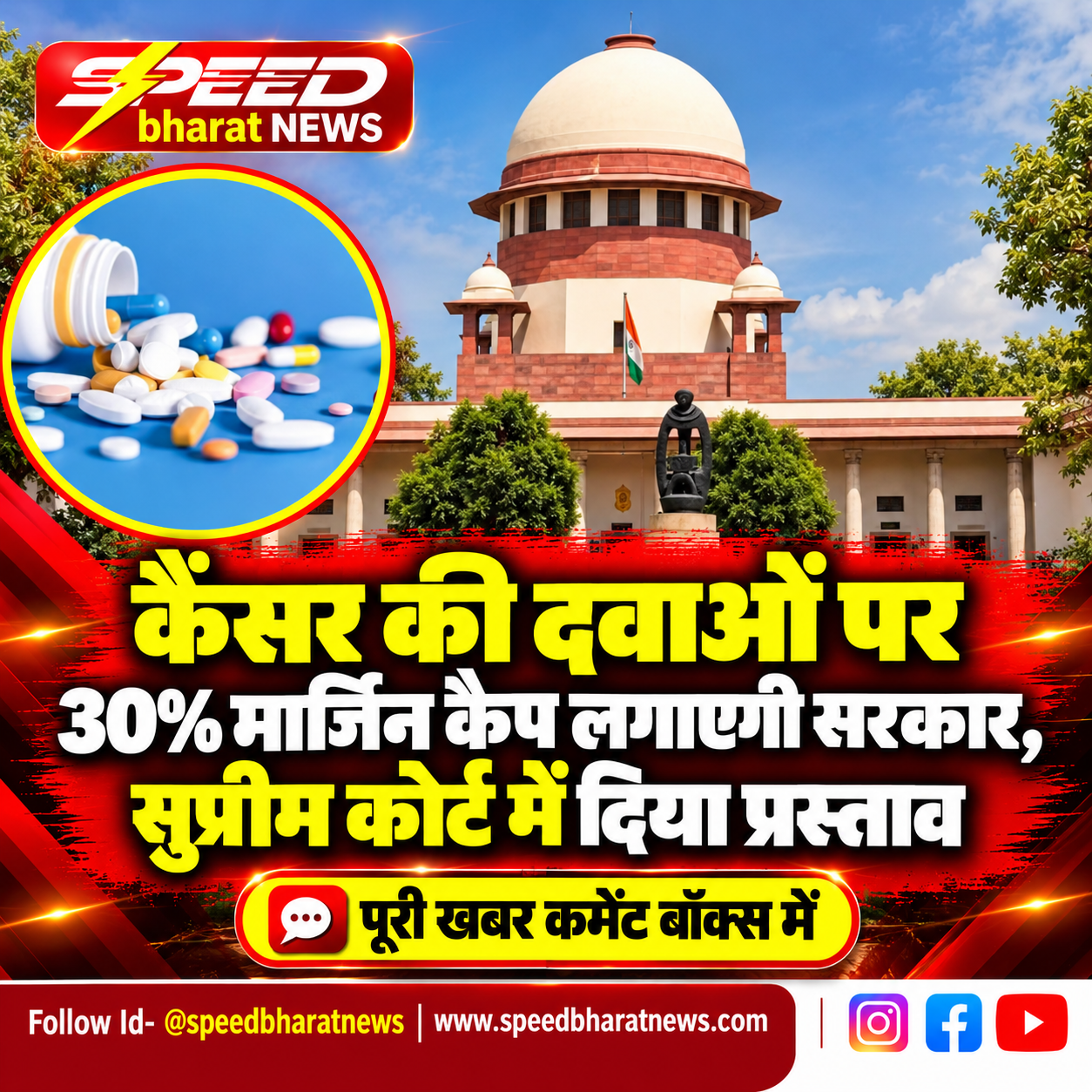 कैंसर की दवाओं पर 30% मार्जिन कैप लगाएगी सरकार, सुप्रीम कोर्ट में दिया प्रस्ताव